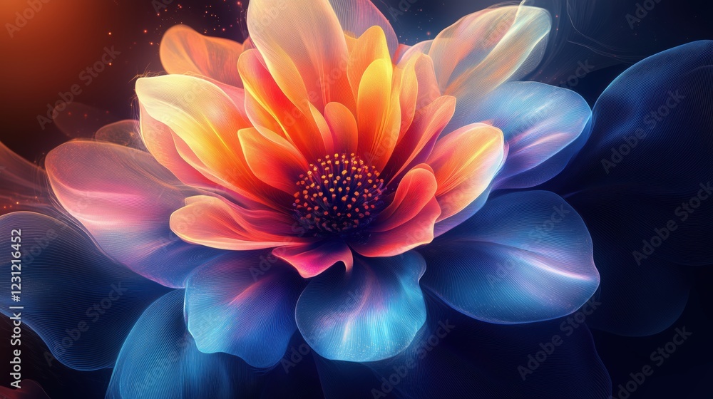 Glowing abstract flower with vibrant petals