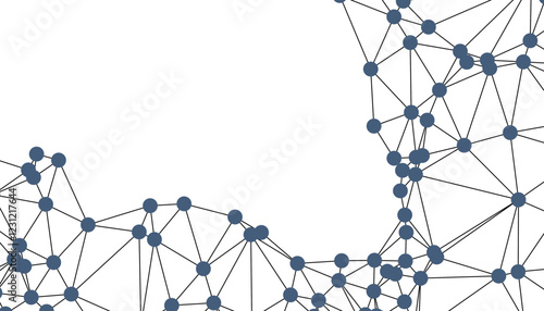 Abstract Black and White Polygonal Network Background with Connected Dots and Lines for Digital Applications