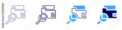 Digital file cabinet icon in 4 different styles. Thin Line, Line, Bold, and Bold Line. Duotone style. Editable stroke