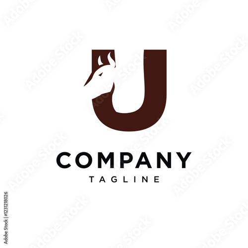 Letter U Buffalo Logo Icon Vector