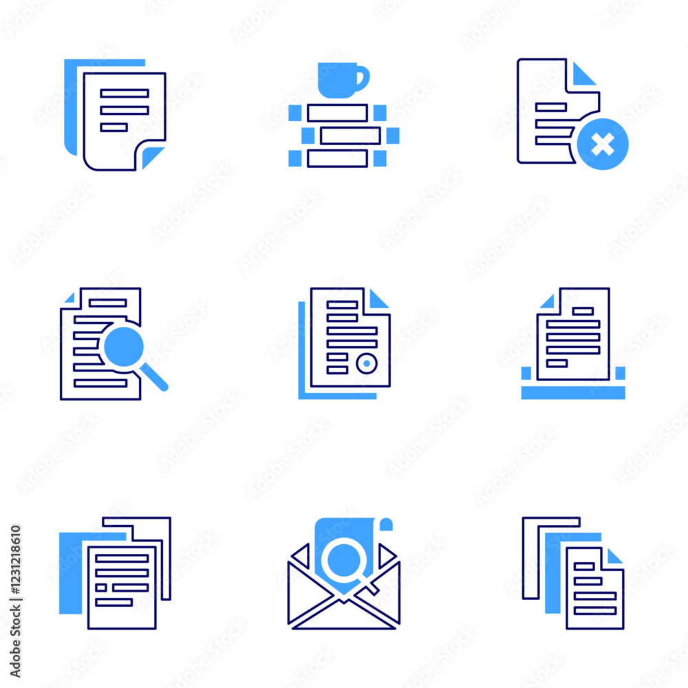 Documentation icon set. Bold line style. Duotone colors. Editable stroke. notes, information, file, document, delete, submit, documents Documentation icon set. Bold line style. Duotone colors. Editable stroke. notes, information, file, document, delete, submit, documents