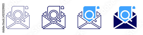 Email documentation icon in 4 different styles. Thin Line, Line, Bold, and Bold Line. Duotone style. Editable stroke