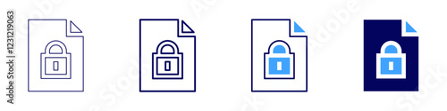 File security encryption icon in 4 different styles. Thin Line, Line, Bold, and Bold Line. Duotone style. Editable stroke