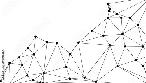Abstract Black and White Polygonal Network Background with Connected Dots and Lines for Digital Applications