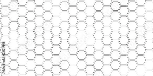 Hexagon seamless pattern. Honeycomb shape geometric background. Seamless Geometric Black and White Hexagons Pattern with Honeycomb Structure. Vector Art.