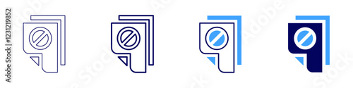 Plagiarism file icon in 4 different styles. Thin Line, Line, Bold, and Bold Line. Duotone style. Editable stroke