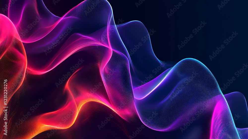 Naklejka premium Abstract Colorful Waves Flowing Dynamically Across Dark Background