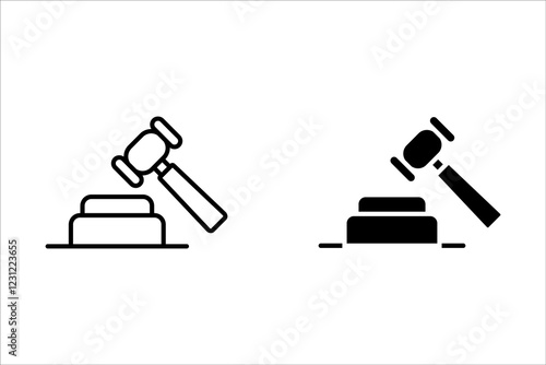 Gavel icon set. judge gavel icon vector. law icon vector. auction hammer. 
