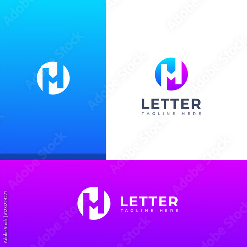 Creative HM, MH letter logo design