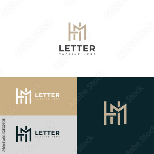 Creative HM, MH letter logo design