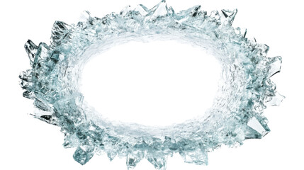 Ice ring forming a perfect circle with transparent background