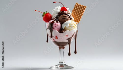 Refreshing Fruit Sorbet in a Glass Cup