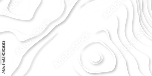 White abstract paper carve template background. Topographic canyon geometric map relief texture with curved layers and shadow.