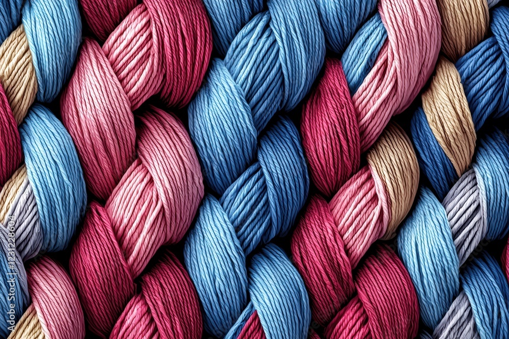 Captivating multicolored coarse knitting close-up texture. Captivating multicolored coarse knitting close-up texture.