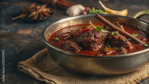 Savor the spicy delight of rajasthani laal maas authentic mutton curry recipe from rajasthan india photo