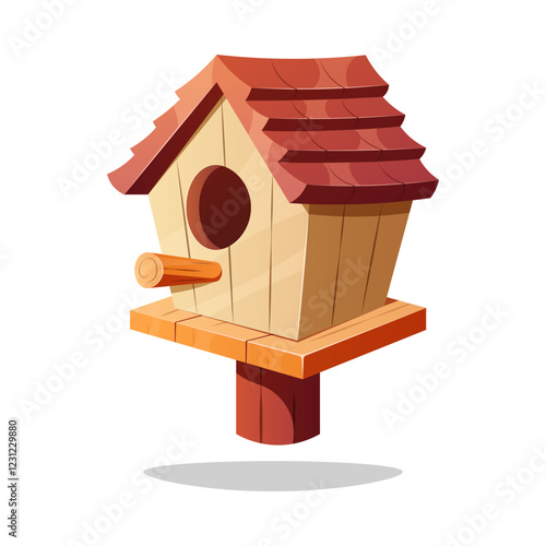 Wooden birdhouse vector isolated. Wooden cute places for birds home.