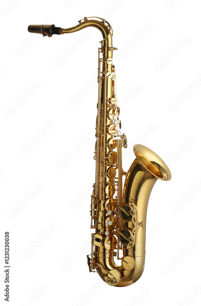 Naklejka premium Jazz. One beautiful saxophone isolated on white