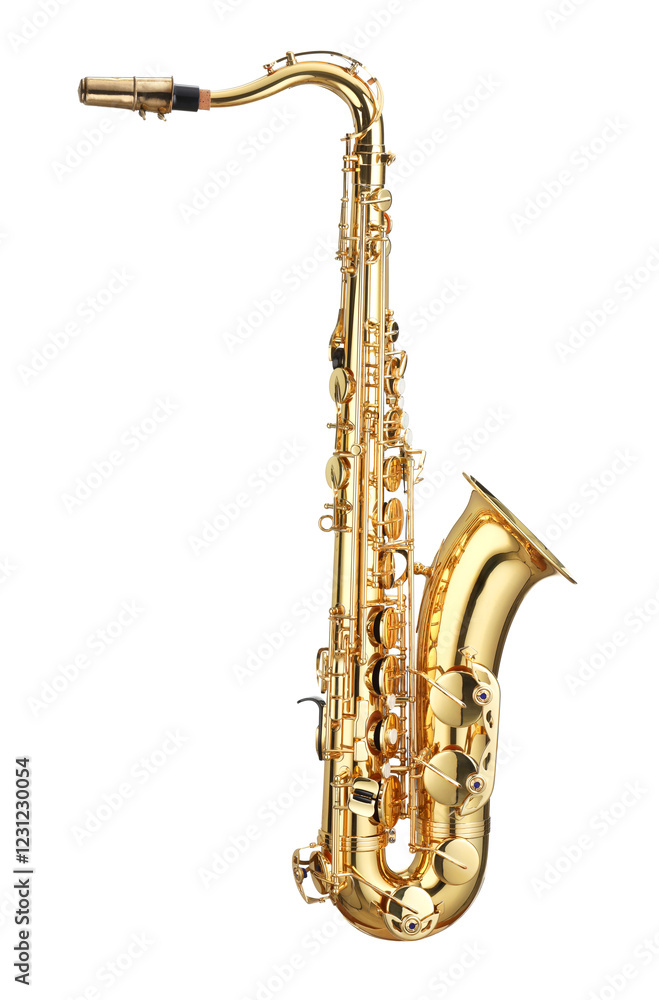Naklejka premium Jazz. One beautiful saxophone isolated on white