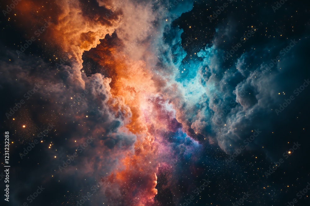 Cosmic Nebula Clouds Interspersed With Sparkling Stars Cosmic Nebula Clouds Interspersed With Sparkling Stars