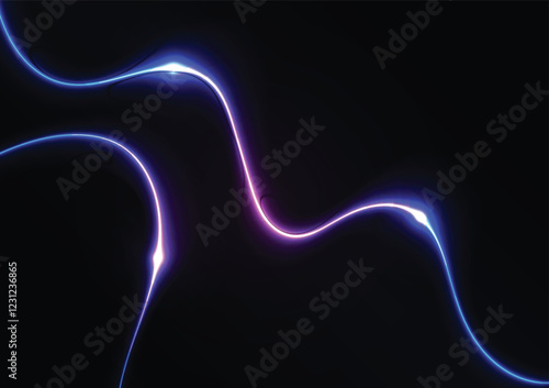 Purple neon light line graphic presentation dark background