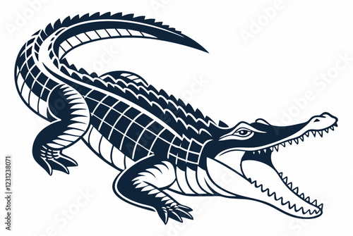 hand drawn illustration of a crocodile