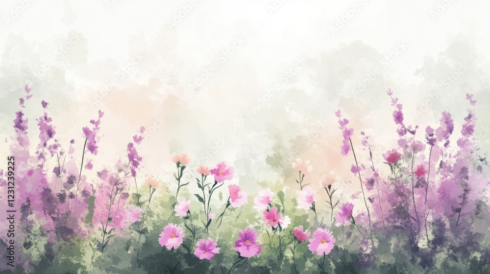 Obraz premium Pastel Floral Meadow Painting