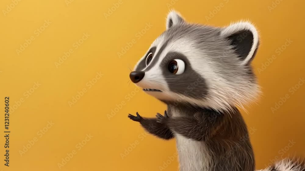 Cartoon animated scene of a raccoon talking, smooth repetitive motion ...
