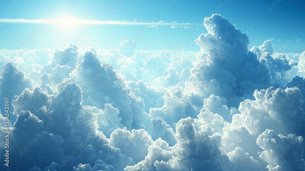 Stunning Aerial View of Serene Cloudscape: A Heavenly Landscape of Blue Skies and White Clouds Stunning Aerial View of Serene Cloudscape: A Heavenly Landscape of Blue Skies and White Clouds