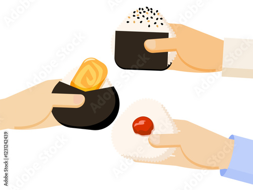 手に持ったおにぎり