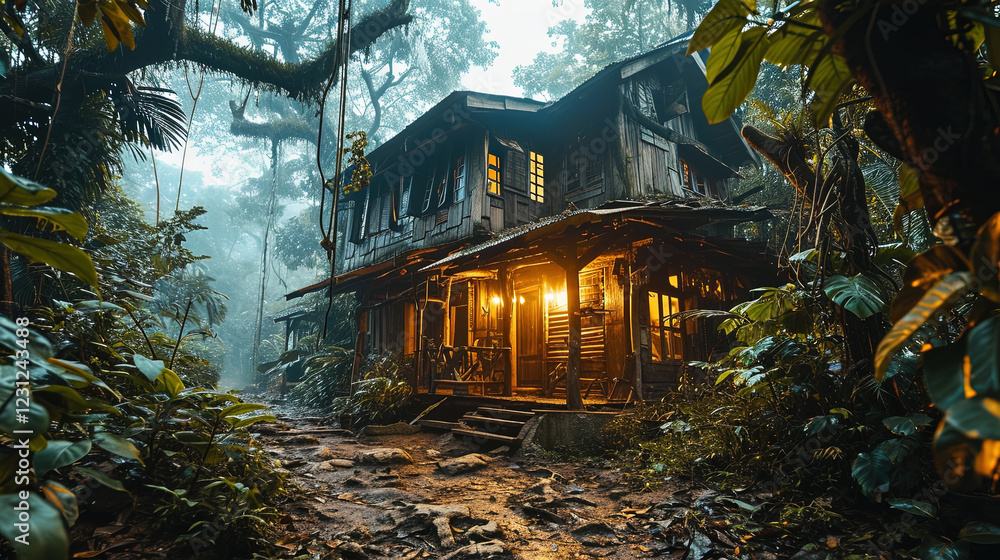 Fototapeta premium a scary house in the forest