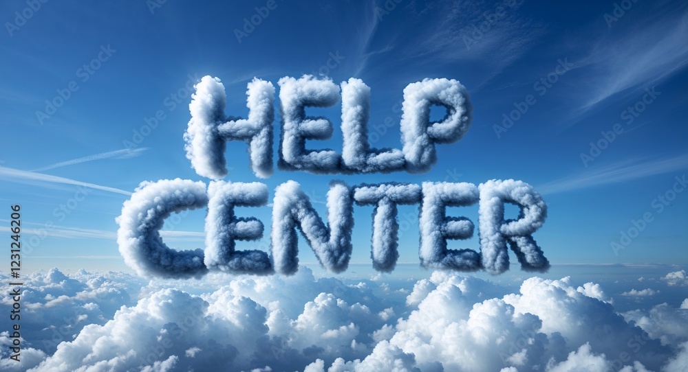 Fototapeta premium help center word made of clouds in blue sky background