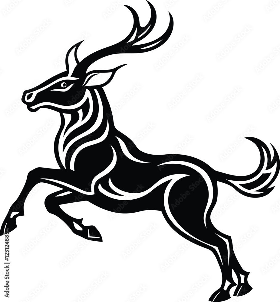 Elk Or Deer vector art, Elk Or Deer silhouette vector illustration, Elk Or Deer line art vector design Elk Or Deer vector art, Elk Or Deer silhouette vector illustration, Elk Or Deer line art vector design