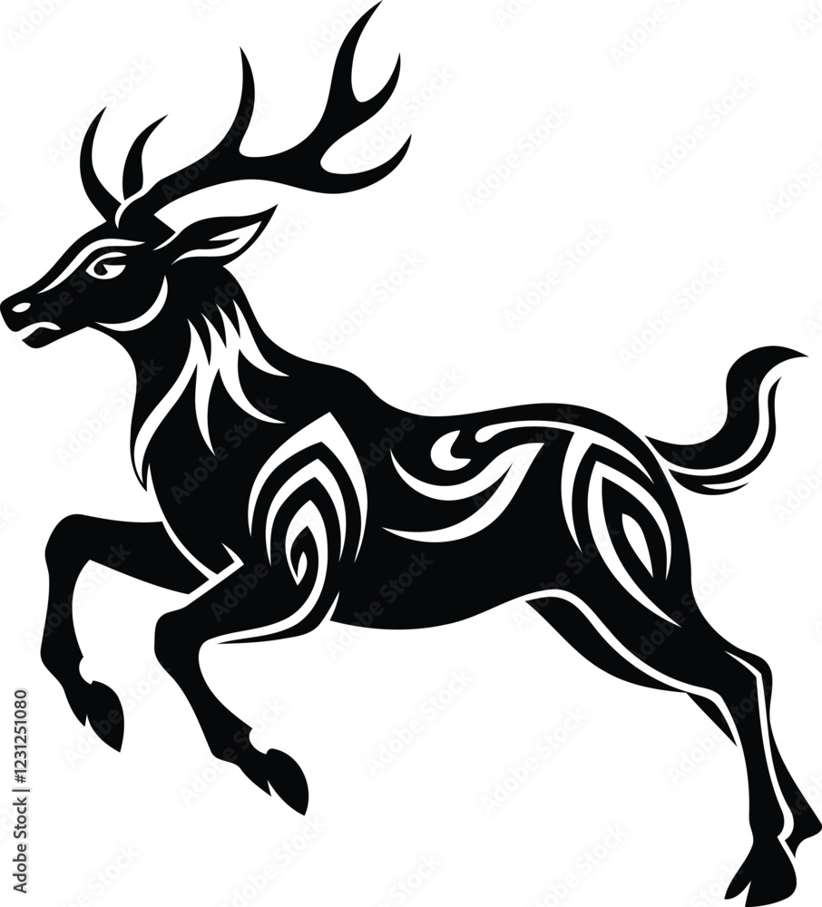 Elk Or Deer vector art, Elk Or Deer silhouette vector illustration, Elk Or Deer line art vector design Elk Or Deer vector art, Elk Or Deer silhouette vector illustration, Elk Or Deer line art vector design
