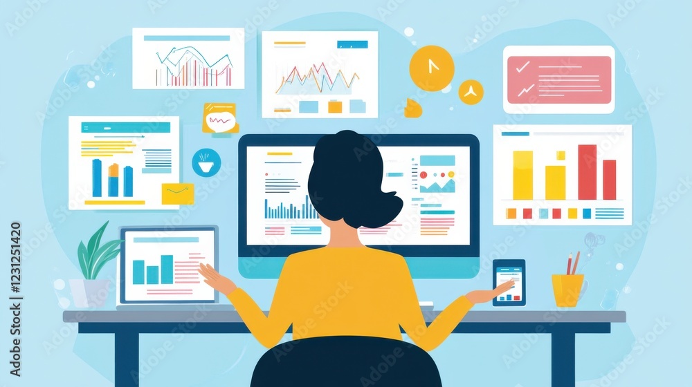 A digital marketer analyzing data trends and consumer behavior for targeted advertising campaigns, Data analytics scene, Strategic style A digital marketer analyzing data trends and consumer behavior for targeted advertising campaigns, Data analytics scene, Strategic style