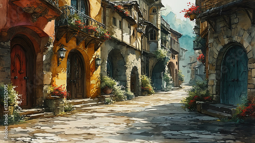 narrow street in venice italy painting