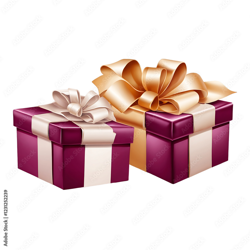 Obraz premium Luxury gift card with a decorative ribbon and bow isolated on a clean PNG background, featuring a stylish and refined appearance, perfect for premium gift packaging, special event invitations, and ele