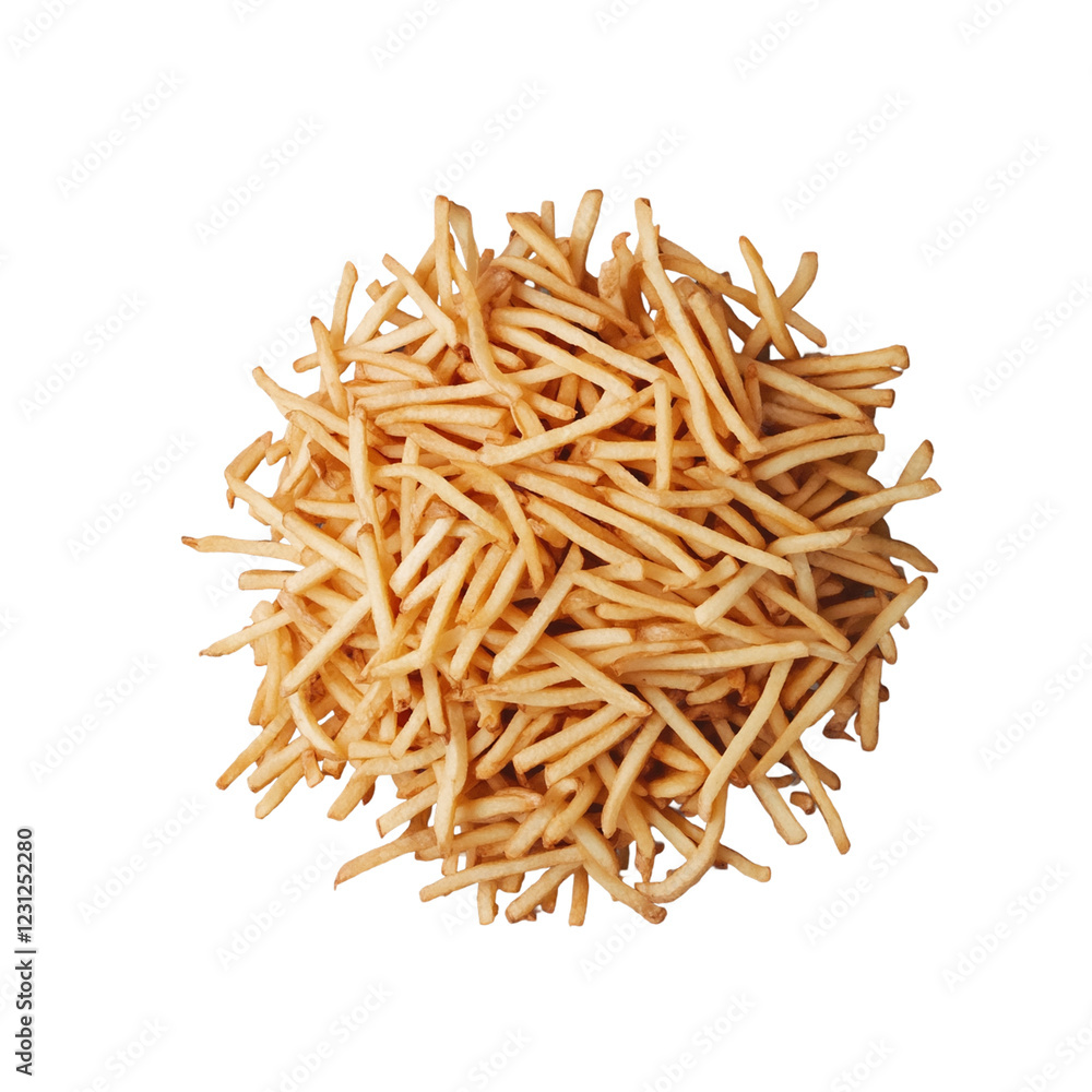 Heap of tasty potato fries top-down view Heap of tasty potato fries top-down view