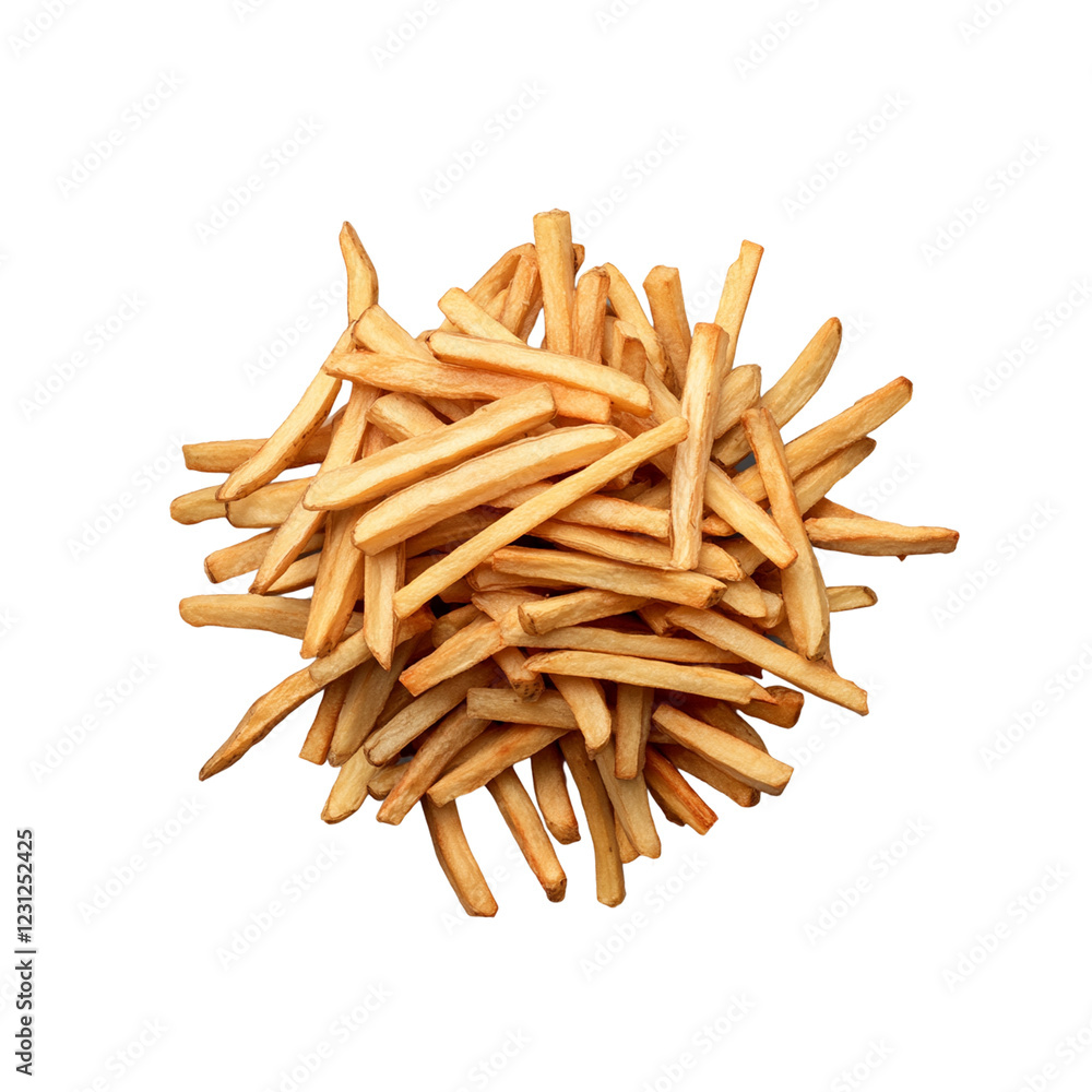 Heap of tasty potato fries top-down view Heap of tasty potato fries top-down view