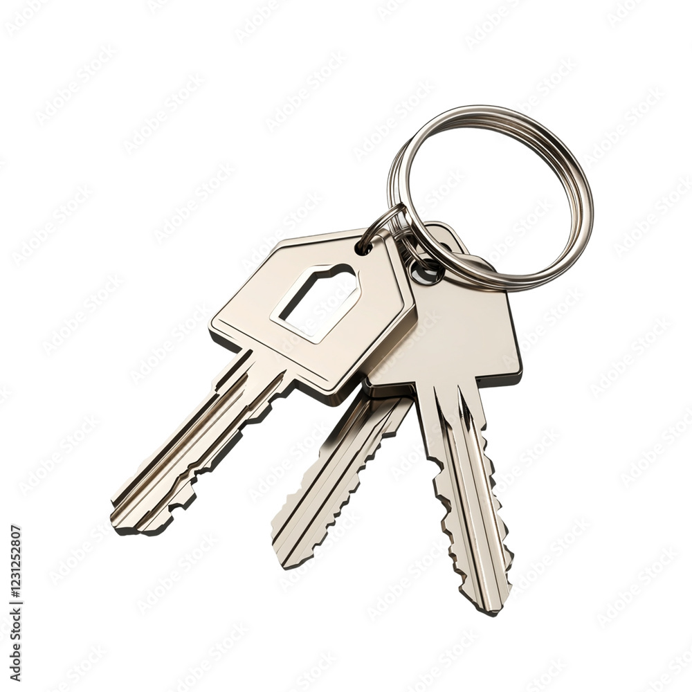 House keys with house-shaped keychain angled House keys with house-shaped keychain angled