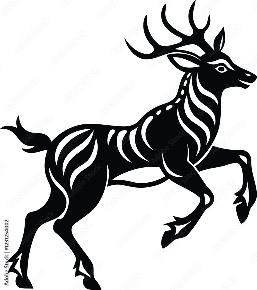 Elk Or Deer vector art, Elk Or Deer silhouette vector illustration, Elk Or Deer line art vector design Elk Or Deer vector art, Elk Or Deer silhouette vector illustration, Elk Or Deer line art vector design