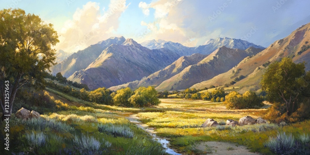 Mountain Valley Landscape Painting Mountain Valley Landscape Painting