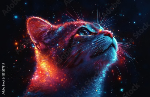 A cute lion playing with colorful