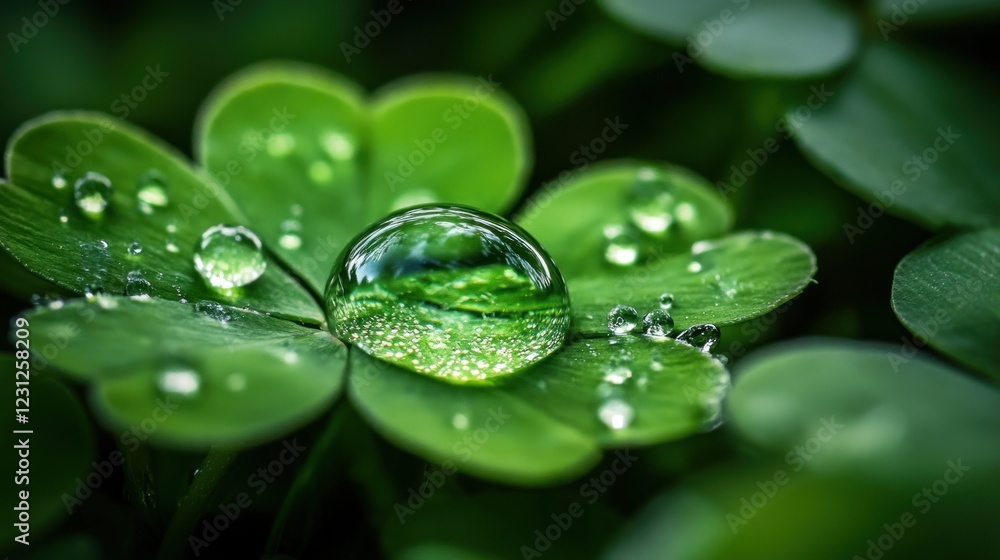 Dewdrop on a clover leaf. Dewdrop on a clover leaf.
