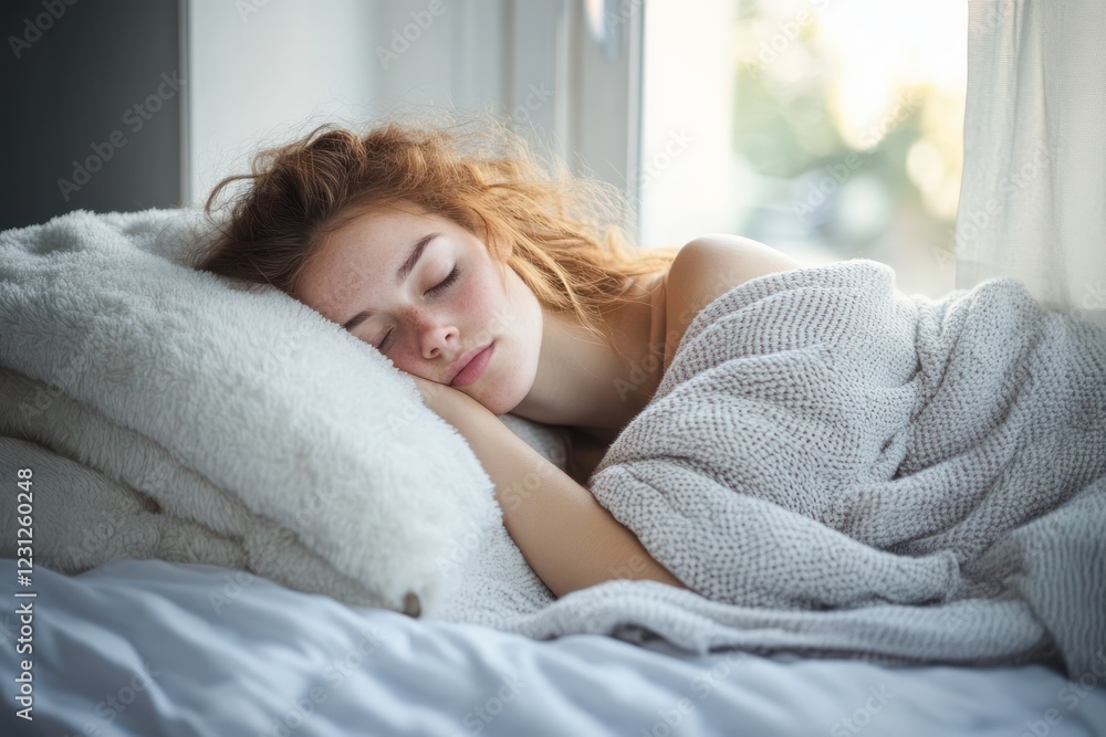 serene morning woman resting on bed in soft pastel colors natural light cozy atmosphere serene morning woman resting on bed in soft pastel colors natural light cozy atmosphere