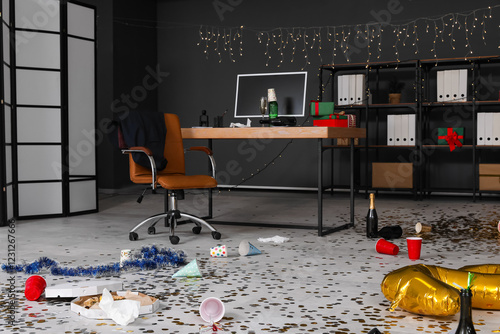 Interior of messy office wi...