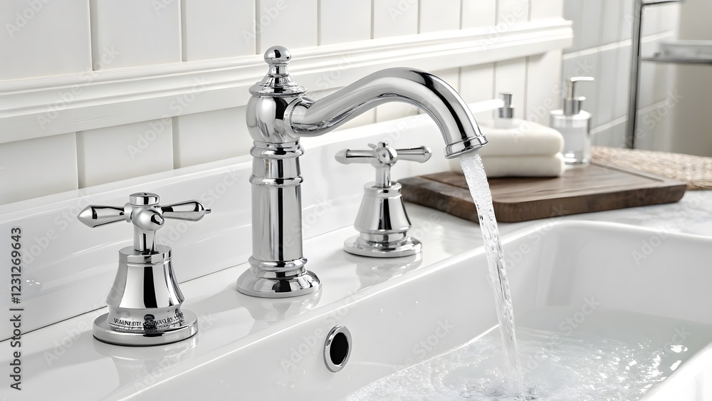 Modern Chrome Faucet with Flowing Water & High-Gloss Finish V5 Modern Chrome Faucet with Flowing Water & High-Gloss Finish V5