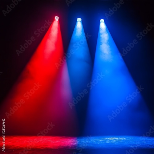 Wallpaper Mural Vibrant Red and Blue Spotlights Illuminating the Dramatic Stage Performance Torontodigital.ca