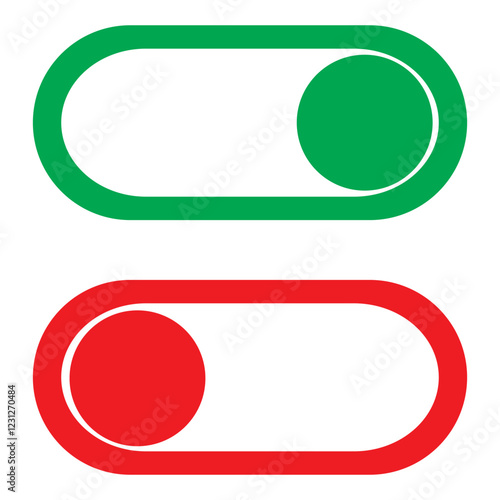 Red and green buttons toggle switch vector icon