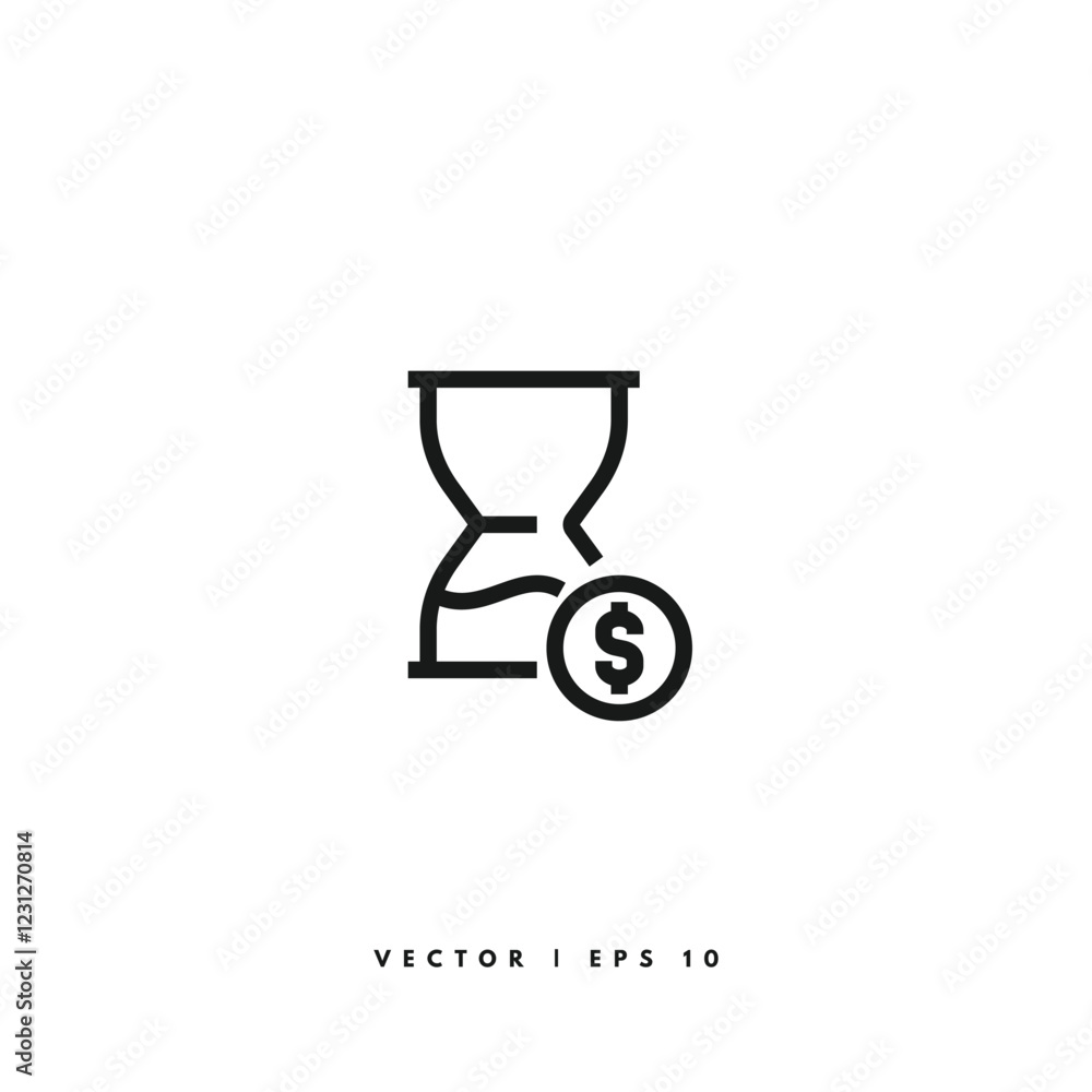 Time Is Money Icon. Editable Stroke Time Is Money Icon. Editable Stroke