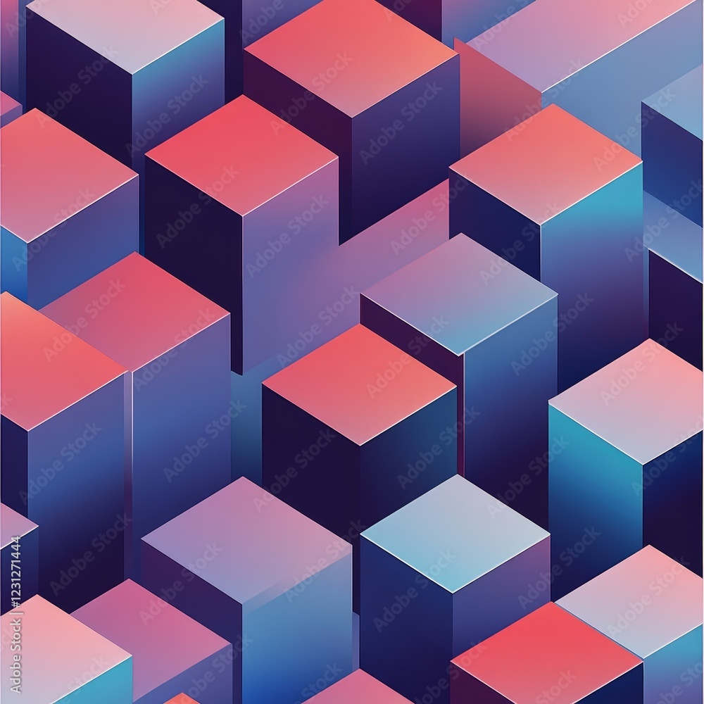 Eye-catching 3D geometric shapes in vibrant colors create a dynamic visual experience. This abstract design features gradients and shadows for depth. Eye-catching 3D geometric shapes in vibrant colors create a dynamic visual experience. This abstract design features gradients and shadows for depth.